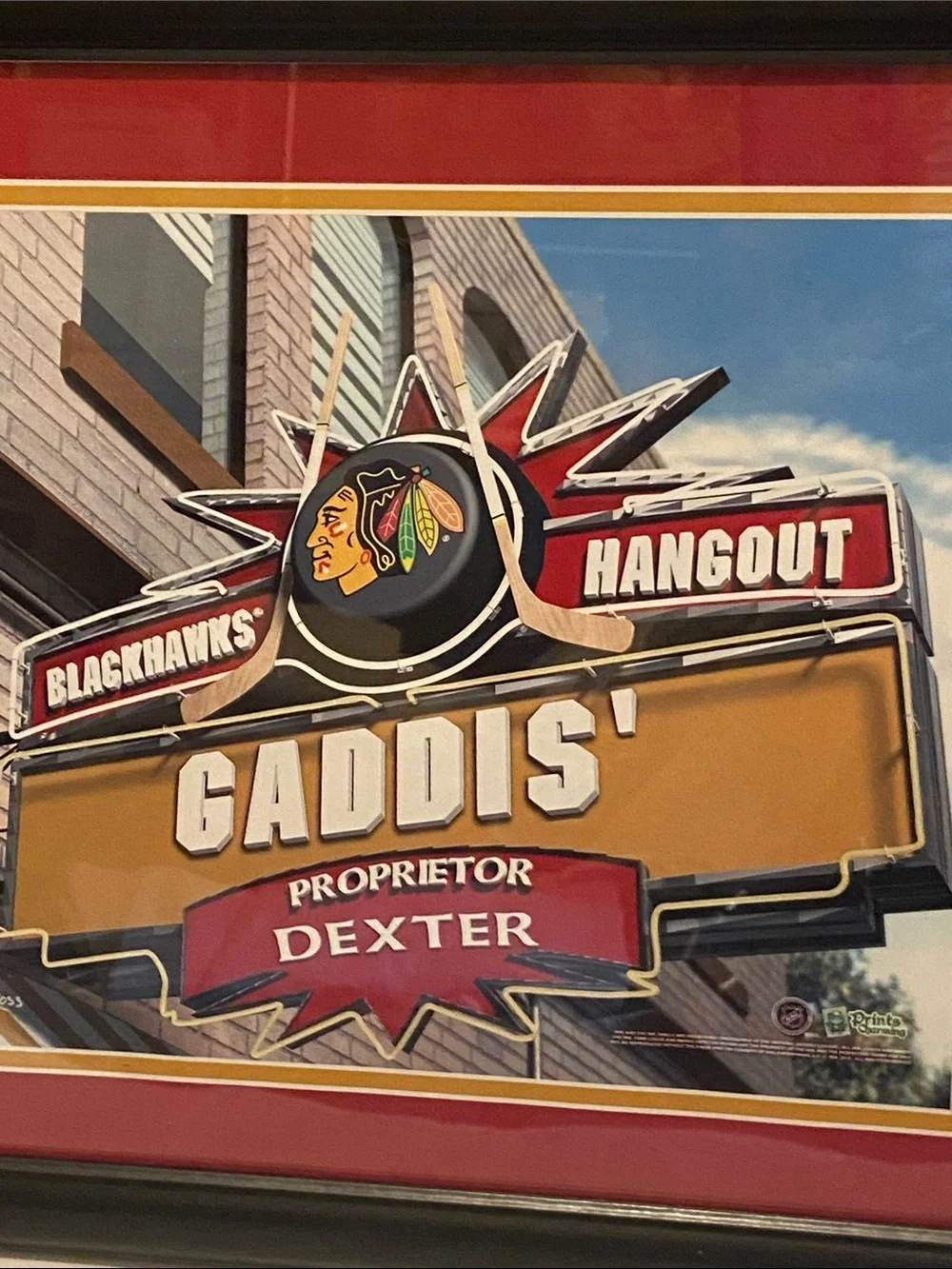 18 x 16” framed poster of Chicago Blackhawks hockey team 